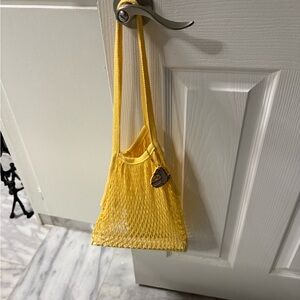 Pusheen Yellow Cotton Mesh Shoulder Bag with Charm